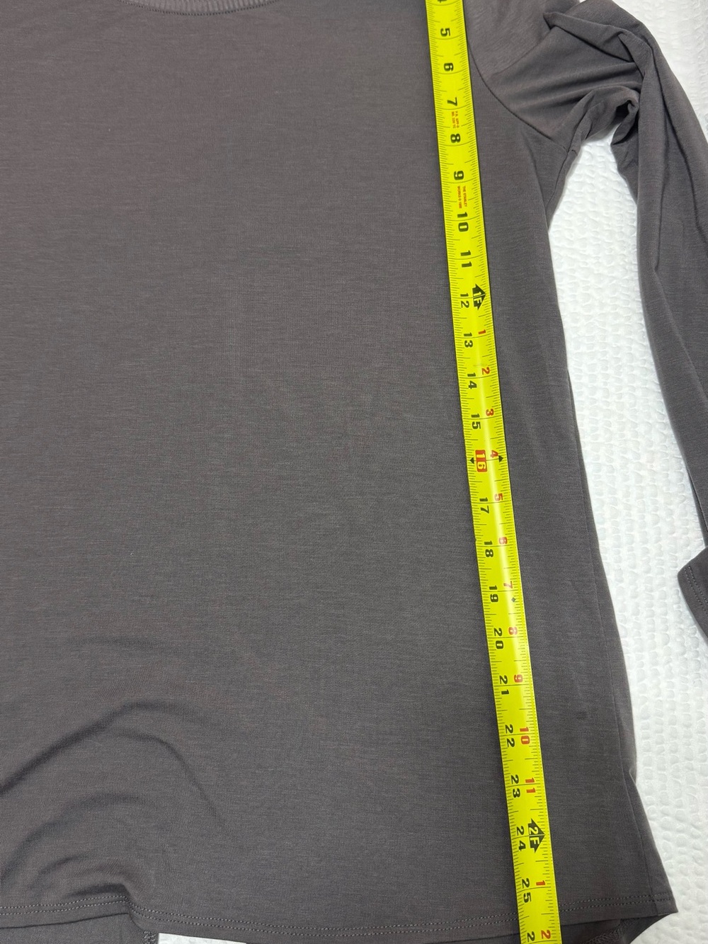 Athleta Women's Long Sleeve Round Neck Top in Charcoal Gray split back - Picture 6 of 8